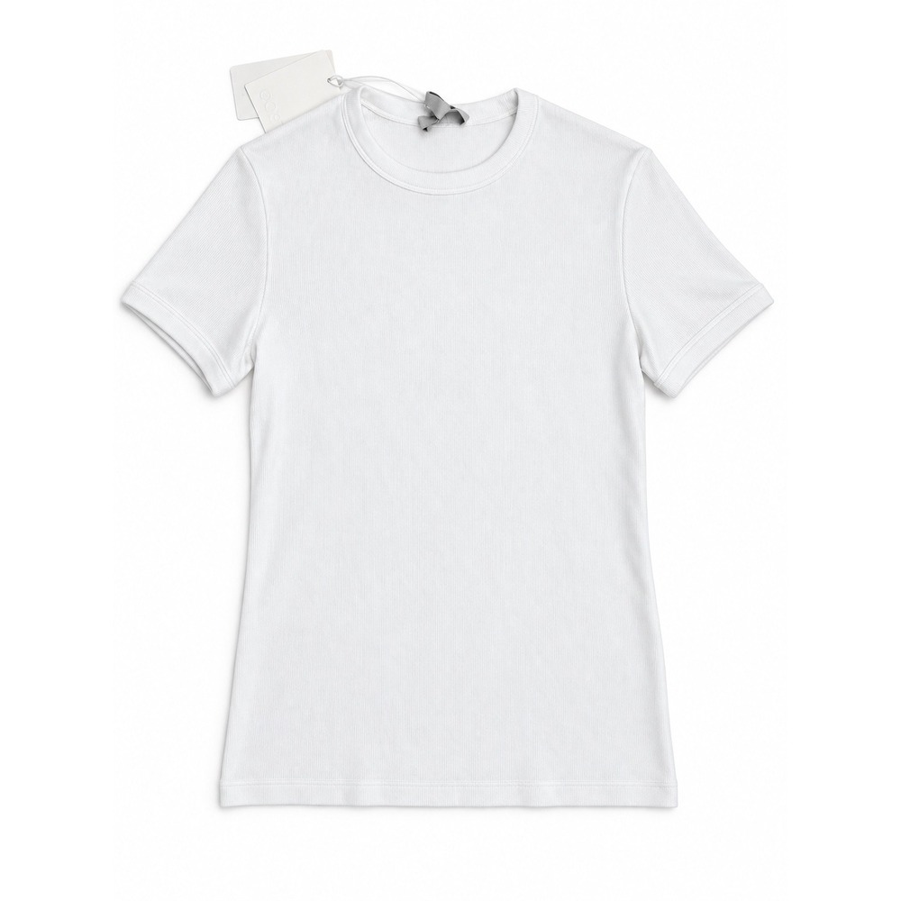 COS Slim Fit Ribbed T-Shirt White Crew Neck Cotton Blend XS NWT 1229297 3
